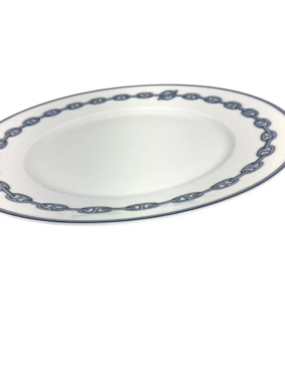 Hermes Plate Chaine D'Ancre Logo Ceramic Blue
